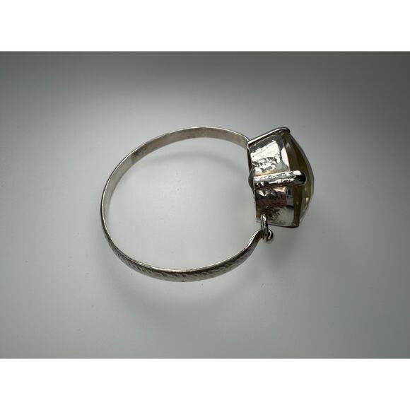 Lemon Citrine Latch Bangle Handmade Sterling 925 Silver 6.5" - Picture 10 of 11